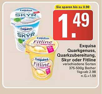 Exquisa Quarkgenuss, Quarkzubereitung, Skyr oder Fitline verschiedene Sorten 375-500g Becher