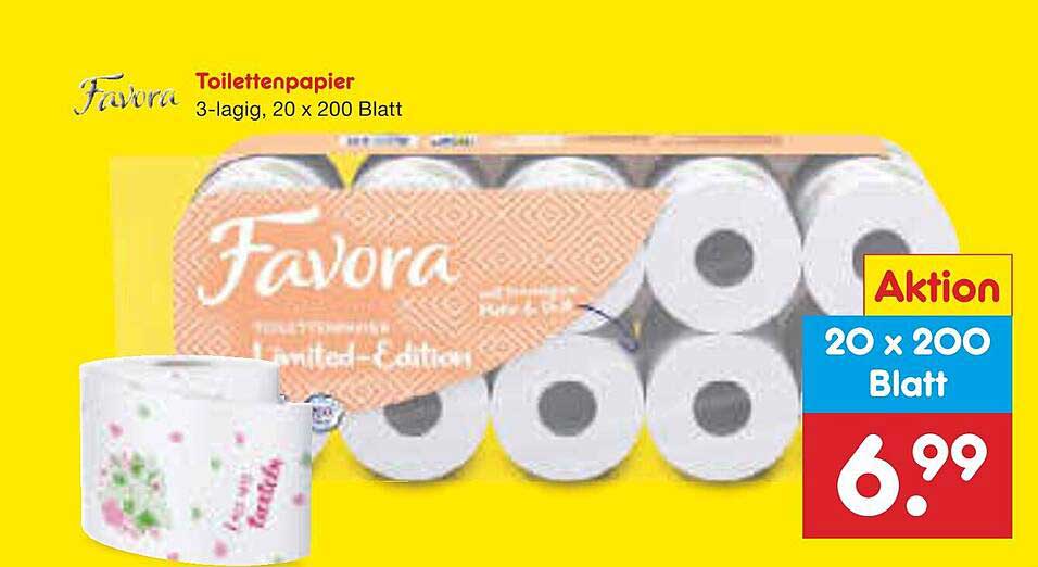 Favora Toilettenpapier 3-lagig, 20 x 200 Blatt