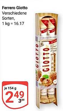 Ferrero Giotto, verschiedene Sorten, 154 g