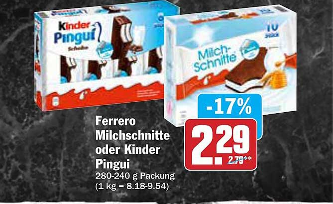 Ferrero Milchschitte oder Kinder Pingui