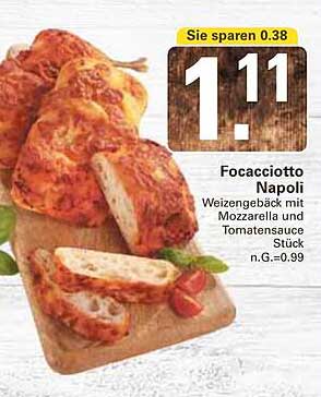 Focacciotto Napoli - Weizengebäck mit Mozzarella und Tomatensauce
