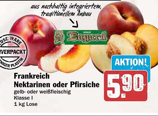 Frankreich Nektarinen oder Pfirsiche gelb- oder weißfleischig Klasse I 1 kg Lose