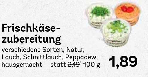 Frischkäse-Zubereitung verschiedene Sorten, Natur, Lauch, Schnittlauch, Peppadew, hausgemacht