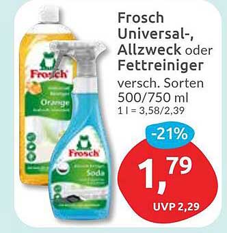 Frosch Universal-, Allzweck- oder Fettreiniger, verschiedene Sorten 500/750 ml