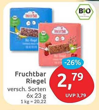 Fruchtbar Riegel - verschiedene Sorten 6x23g