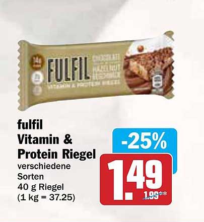 fulfil Vitamin & Protein Riegel verschiedene Sorten 40 g