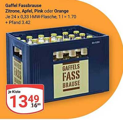Gaffel Fassbrause Zitrone, Apfel, Pink oder Orange