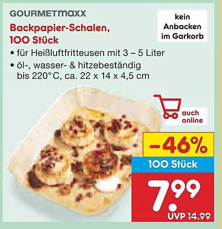 GOURMETMAXX Backpapier-Schalen, 100 Stück