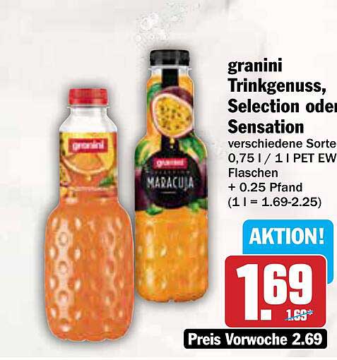 granini Trinkgenuss, Selection oder Sensation 0,75 l PET