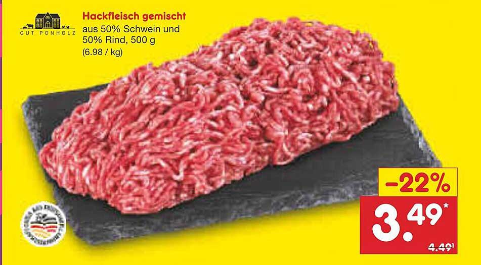 Hackfleisch gemischt aus 50% Schwein und 50% Rind, 500 g
