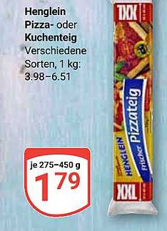 Henglein Pizza- oder Kuchenteig, verschiedene Sorten, 275–450 g