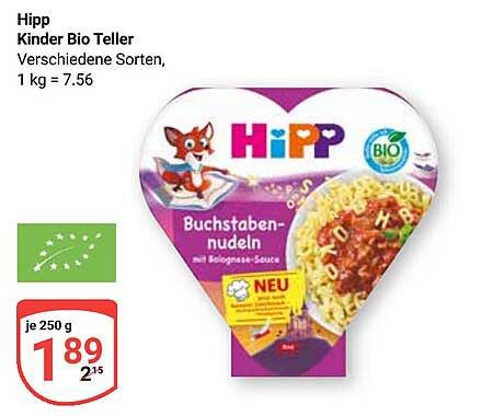 Hipp Kinder Bio Teller Buchstabennudeln mit Bolognese-Sauce