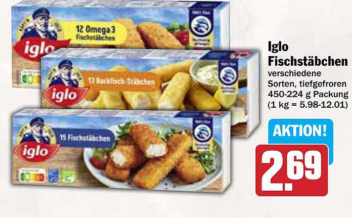 Iglo Fischstäbchen verschiedene Sorten, tiefgefroren 450-224 g Packung