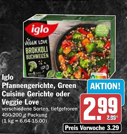 Iglo Pfannengerichte, Green Cuisine Gerichte oder Veggie Love - verschiedene Sorten, tiefgefroren 450-200 g Packung