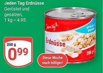 Jeden Tag Erdnüsse Geröstet und gesalzen, 200 g - Aktionspreis!