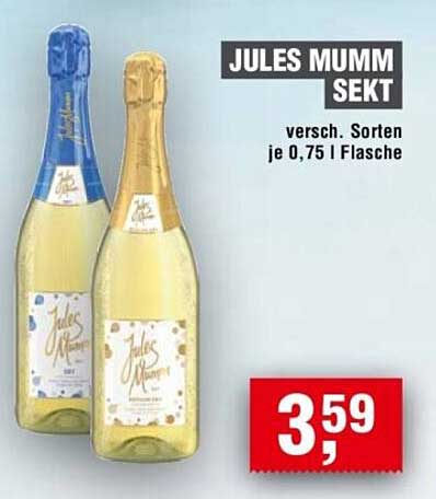 Jules Mumm Sekt - verschiedene Sorten je 0,75 l Flasche