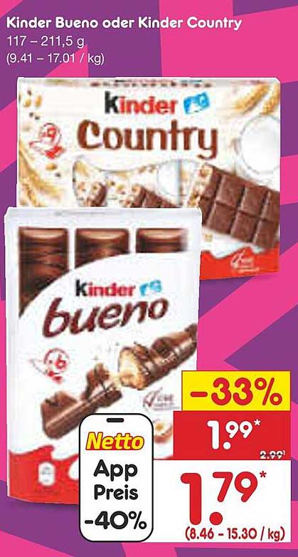 Kinder Bueno oder Kinder Country