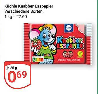 Küchle Knabber Esspapier, Erdbeergeschmack
