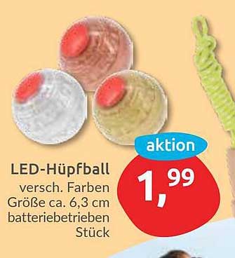 LED-Hüpfball - Verschiedene Farben, 6,3 cm, batteriebetrieben, Stück
