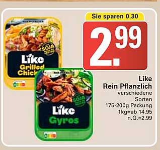 Like Rein Pflanzlich - Verschiedene Sorten 175-200g Packung