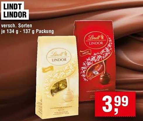 LINDT LINDOR verschiedene Sorten je 134 g - 137 g Packung