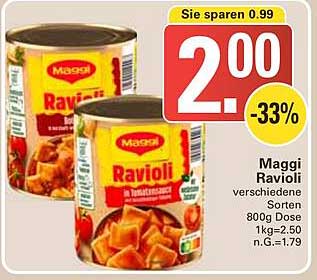 Maggi Ravioli in Tomatensauce – verschiedene Sorten