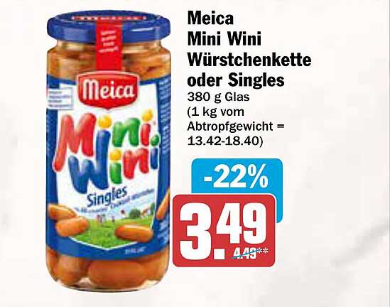 Meica Mini Wini Würstchenkette oder Singles 380 g Glas