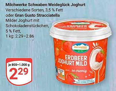 Milchwerke Schwaben Weideglück Joghurt - Erdbeer Mild