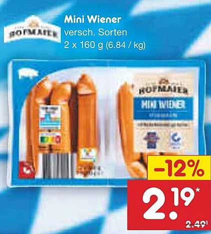 Mini Wiener - versch. Sorten 2 x 160 g (6.84 €/kg)