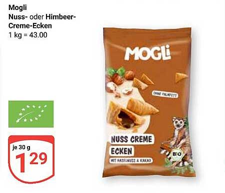 Mogli Nuss- oder Himbeer-Creme-Ecken