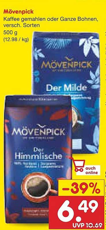 Mövenpick Kaffee gemahlen oder Ganze Bohnen, 500 g, verschiedene Sorten