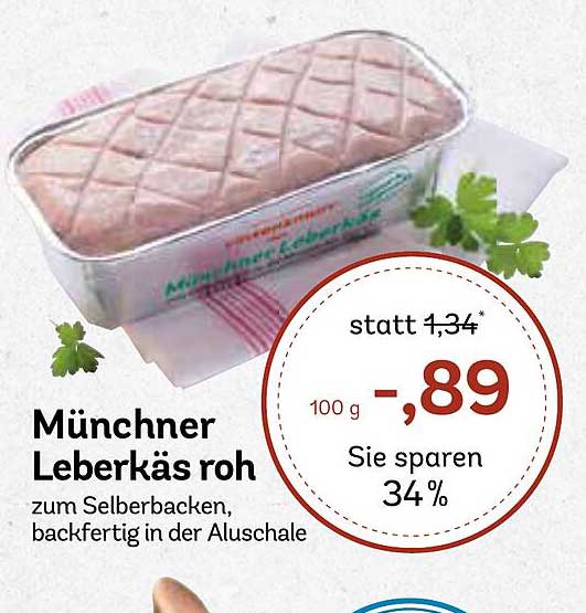 Münchner Leberkäse roh zum Selberbacken, backfertig in der Aluschale