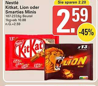 Nestlé KitKat, Lion oder Smarties Minis - jetzt im Angebot!