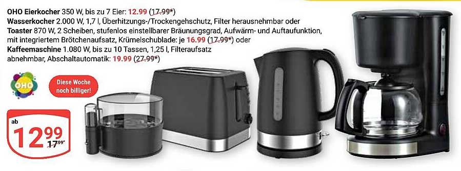 OHO Eierkocher 350 W, bis zu 7 Eier: 12,99* (17,99*)