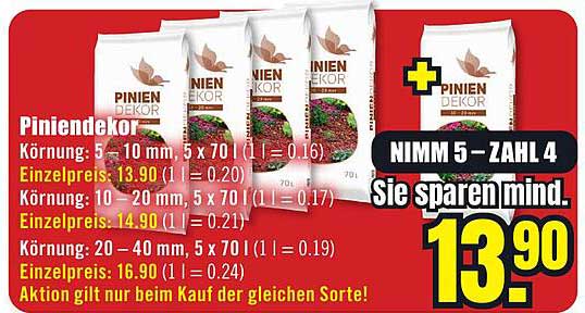 Piniendekor – Nimm 5 – Zahl 4, Sie sparen min. 13,90