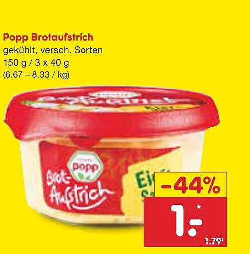 Popp Brotaufstrich gekühlt, verschiedene Sorten - Angebot bei Netto