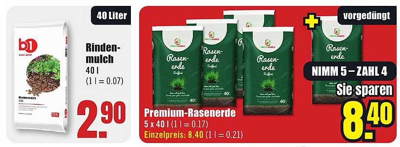 Premium-Rasenerde 5 für 4 Angebot