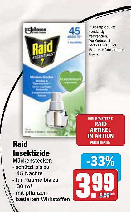 Raid Insektenstecker - Mückenstecker für 45 Nächte
