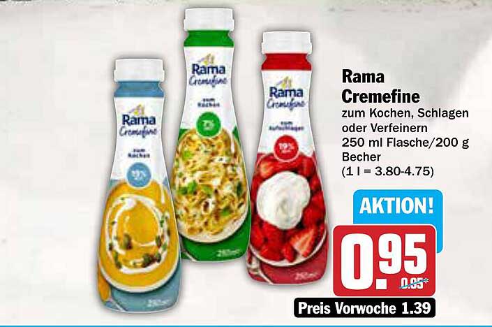 Rama Cremefine 250 ml Flasche zum Kochen, Schlagen oder Verfeinern
