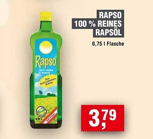 RAPSO 100 % reines Rapsöl 0,75 l Flasche