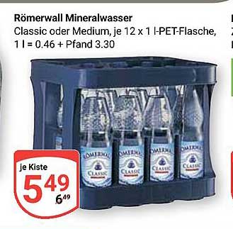Römerwall Mineralwasser Classic oder Medium, je 12 x 1 l-PET-Flasche