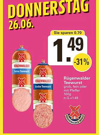 Rügenwalder Teewurst grob, fein oder mit Pfeffer 100g
