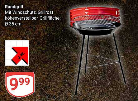 Rundgrill mit Windschutz und höhenverstellbarem Grillrost – Ø 35 cm