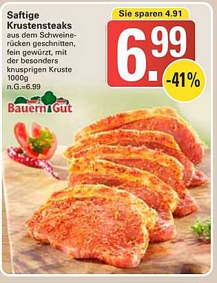 Saftige Krustensteaks aus dem Schweinerücken - 41% Rabatt