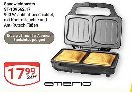 Sandwichtoaster ST-109562.17 - 900 W, antihaftbeschichtet