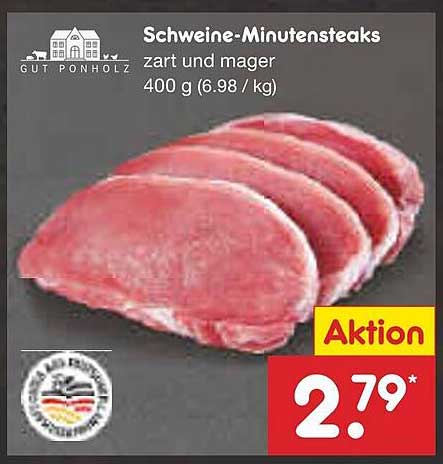 Schweine-Minutensteaks zart und mager 400 g