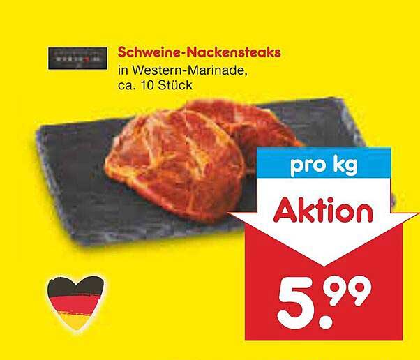 Schweine-Nackensteaks in Western-Marinade, ca. 10 Stück