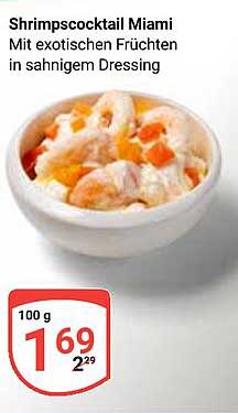 Shrimpscocktail Miami mit exotischen Früchten in sahnigem Dressing