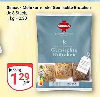 Sinnack Mehrkorn- oder Gemischte Brötchen, 560 g