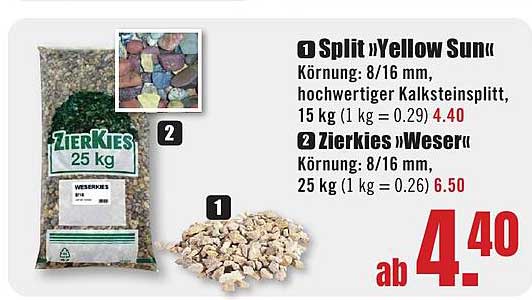 Split »Yellow Sun« und Zierkies »Weser«